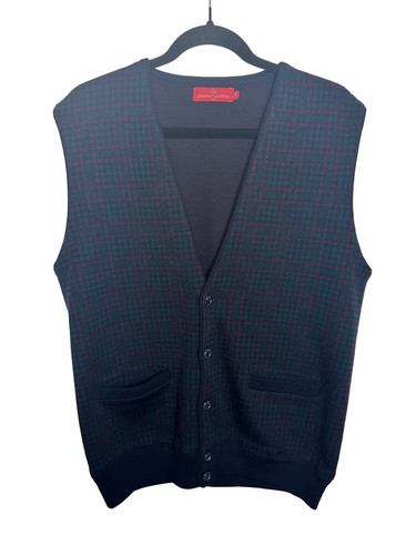 Gilet maglione natalizio Giovanni Valentino pied de poule verde rosso taglia 48 uomo