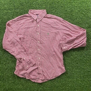 Pink Plaid Ralph Lauren Green Horse Button Down Shirt - Medium - Picture 1 of 5