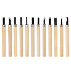 12pcs 65# Manganese Steel Wood Chisels Hand Carving Tools Carving Knife Set