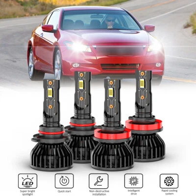 Combo de bombillas de haz alto bajo de faros LED de 6000K para Honda Insight 2010-2014 4 piezas Foto 1 de 4