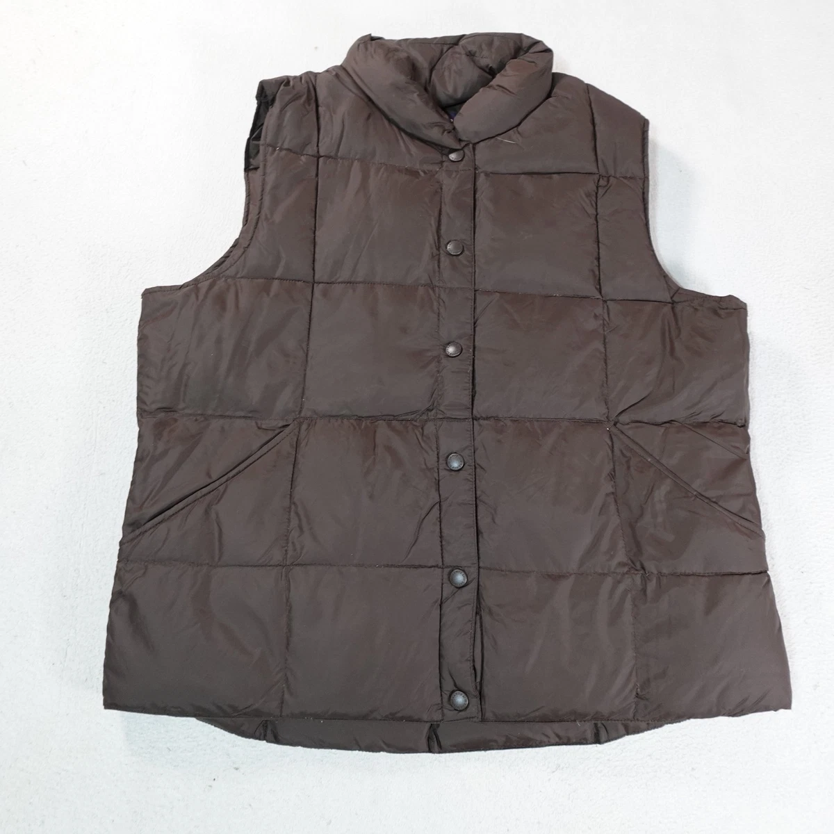 LANDS’ END Down Vest XXL Brown Lands' End Men's Wanderweight Packable Down Vest - Medium - Warm