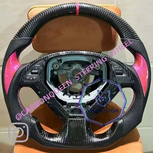 PINK REAL CARBON FIBER Steering Wheel FOR INFINITI g37/g25/G37X(WITH CONTROLS) - Picture 1 of 3