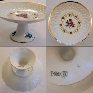 Vintage Schumann Arzberg Germany Tazza Bowl – Dresden Flowers Pedestal Dish Gold - Picture 1 of 6