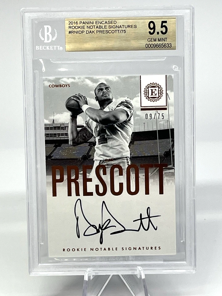 Dak Prescott Rookie Auto #d/75 BGS 9.5 10 2016 Panini Encased Notable Signatures - Image 1 of 4