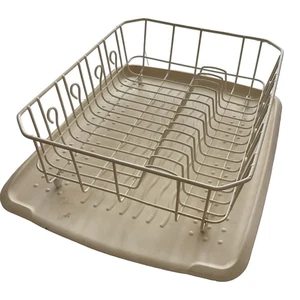 Vtg Rubbermaid 1183 White Almond Dish Drainer Tray + Drying Rack 20”x16” USA - Picture 1 of 9