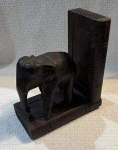 Vintage Wooden Elephant Bookend Holder Shelf Decor GARDEN RIDGE Made in Thailand - Picture 1 of 11