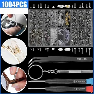 1004Pcs Eyeglass Screws and Nuts Set Optical Glasses Repair Tool Kit Screw Tool - Picture 1 of 20