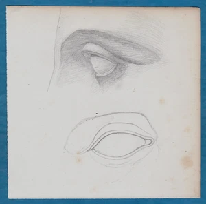 eye detail vintage pencil drawing ca 1880 dessin oeil - Picture 1 of 2