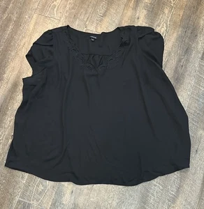 Blusa Torrid Georgette Bordada Manga Tulipán Talla 6 Negra - Imagen 1 de 9