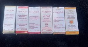 Clarins Cleanser UV Plus Wrinkle Control Ex Firming Cream Serum Lot 6 Travel Sz - Picture 1 of 5