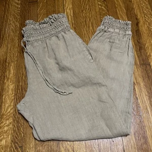 Bella Dahl pantaloni da donna in lino con ruches due tasche a vita alta conici stanchezza US S - Foto 1 di 6