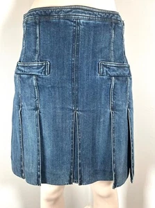 FUN & FLIRTY CHANEL DENIM SLIM SKIRT WITH OPEN PLEATS IN FRONT FAUX POCKET EU 40 - Picture 1 of 8