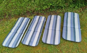 4x Polster Auflagen Hochlehner Gartenpolster blau grau grün gestreift Sun Garden - Bild 1 von 6