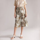 Spring Women Slim-Fit Silk Skirt Floral Printed A-Line Skirt Elegant Workwear