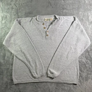 Suéter Henley Botón Fieldmaster Vintage Años 90 Mezcla Algodón Informal Gris Grande - Imagen 1 de 7