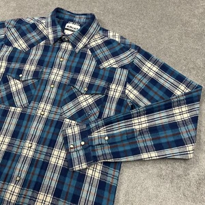 Camisa Ariat Para Hombre Mediana Retro Calce Franela Perla A Presión Abotonada Azul Occidental - Imagen 1 de 9
