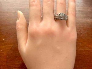 10k White Gold 1ctw Diamond Cluster Ring Sz 7.75 Signed ZEI Baguette Round - Picture 1 of 12