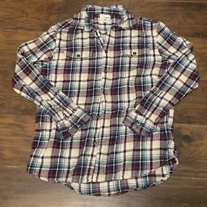 Camicia di flanella Sonoma Lifestyle da uomo vestibilità moderna maniche lunghe a quadretti bottoni taglia LG - Foto 1 di 6