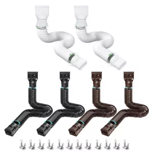 Confezione 2 Prolunghe Espandibili Flex Scarico Downspout 21-60" Tubo Pioggia Beccuccio Grondaia - Foto 1 di 27