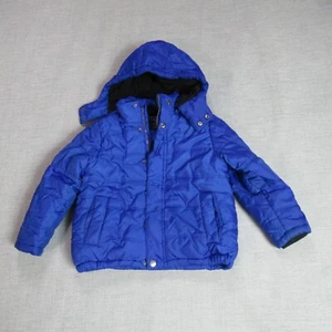 Calvin Klein Jacket Coat Boys Sz 4 M Blue Puffer Quilted Logo Hooded Lined Kids - Picture 1 of 9