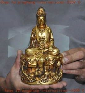 China Buddhism temple purple bronze Gilt Kwan-Yin GuanYin Buddha statue - Picture 1 of 6