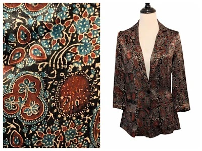 Nuevo Blazer Romantics X Artesano Mujer Talla 4 Kamala Marrón Azul Floral Paisley Foto 1 de 4
