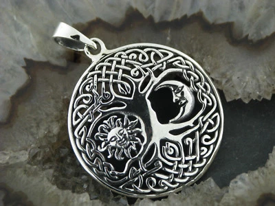 Kettenanhänger Baum des Lebens Sonne Mond Celtic Silber925 Lebensbaum Weltenbaum - Bild 1 von 3