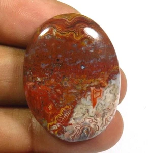 Natürlicher Crazy Lace Achat Edelstein 31x24x6 mm Rot Crazy Lace Oval Cabochon CR-77 - Bild 1 von 9