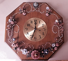 Vintage Arts & Crafts Po-lo-Craft Octagonal Wall Clock Battery Op. Nail Art