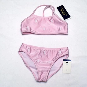 Polo Ralph Lauren Girls Pink Bikini Swimsuit Allover Pony NWT - Picture 1 of 2