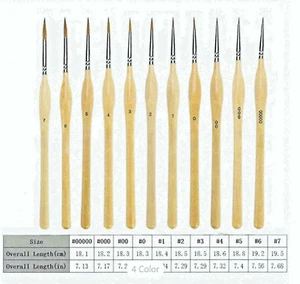 Round Pointed mixed fine Tip Paint Brushes Set - Wood Handles - Picture 1 of 3