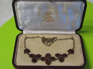 Granatschmuck, Collier, antik, Silber, 12cm, gebraucht, 1860, gut erhalten - Bild 1 von 7