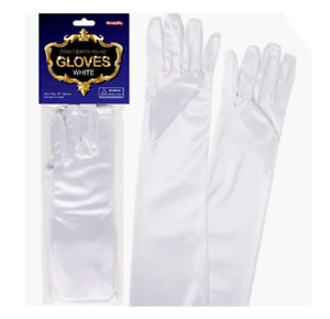 White Long Satin Gloves – Elbow Length - Costume Cosplay Opera Roaring 20's NEW