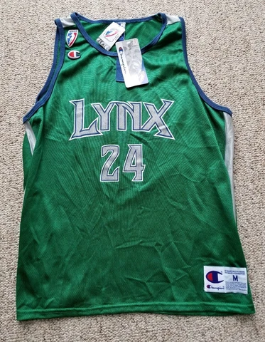 New Minnesota Lynx WNBA Champion Jersey 1999 Kristin Folkl #24 Green Gray NOS M Cover
