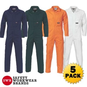 5 x DNC Workwear Mens Cotton Drill Coveralls Heavyweight Hi Vis Uniform New 3101 - Picture 1 of 6