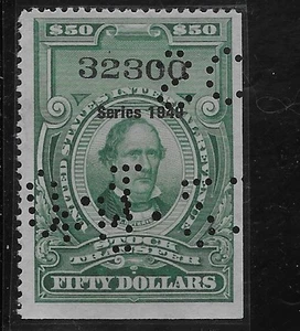 US Scott RD305, Revenue, Stock Transfer, $50.00, Series of 1949, Used, NG, F/VF - Picture 1 of 1