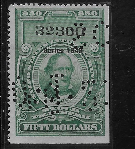 US Scott RD305, Revenue, Stock Transfer, $50.00, Series of 1949, Used, NG, F/VF - Image 1 of 1