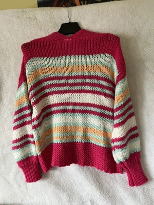 Willow & Root уютный громоздкий в полоску кардиган свитер розовый размер маленький  - Изображение 1 из 3