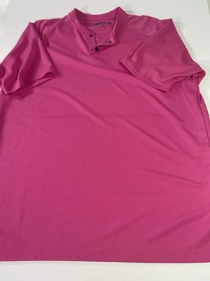 Pebble Beach Dry-Luxe Performance Pink Collarless Polo 1/4 Snap Button Sz XXL - Image 1 of 4