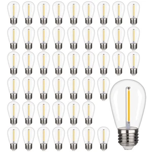 48 Pack S14 LED String Light Bulbs, 1W Shatterproof & Waterproof Outdoor Indo... - Picture 1 of 7