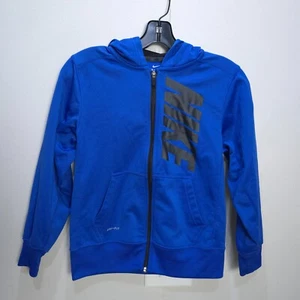 Nike Sweater Youth M Blue Full Zip Up Hoodie Activewear Swoosh School Outerwear - Picture 1 of 17