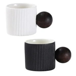 Mit rundem Holzgriff Espresso becher Schwarz und Weiß Tee tassen Zuhause - Bild 1 von 6