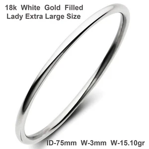 Bangle Real 18k White Gold Filled Solid Ladies Statement Cuff Bracelet Sz 75mm - Picture 1 of 3