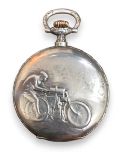 Vintage Longines Pocket Watch –900 Silver Case with Sports Scene - Picture 1 of 22