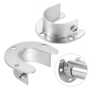 2Pcs Flange Rod Holders Silver Bracket Socket for 32mm Stainless Steel/Wood Tube - Picture 1 of 15