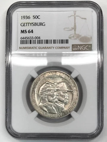 1936 P Battle of Gettysburg Anniversary Commemorative Half Dollar NGC MS-64 Cover