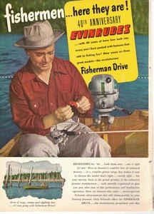 Evinrude Fishermen Here They Are Outboard Motor Milwaukee WI ad 1949 - Picture 1 of 1
