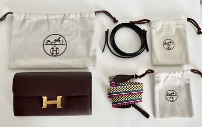 Bolsa Hermes Constance Wallet To Go Rouge H (Borgonha) nova na caixa com 2 alças - Imagem 1 de 4