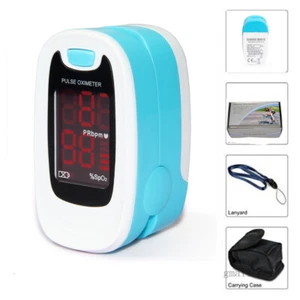 Fingertip Pulse Oximeter Blood Oxygen Saturation Monitor with bag lanyard,blue - Picture 1 of 12