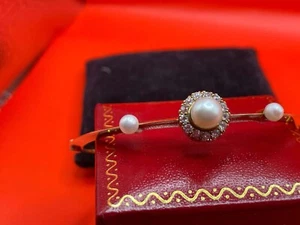 15 carat gold Pearl and Diamond bracelet 8.6 grams - Picture 1 of 8